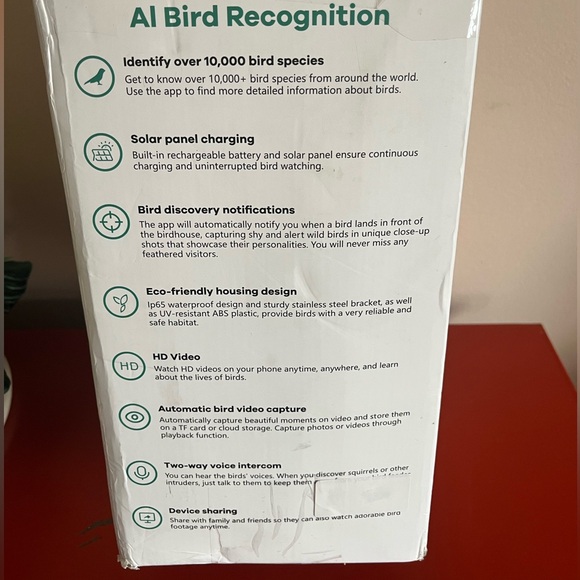 Smart Bird Feeder-Camera New in Box, solar/battery powered, taped label on box😬 - Picture 14 of 14